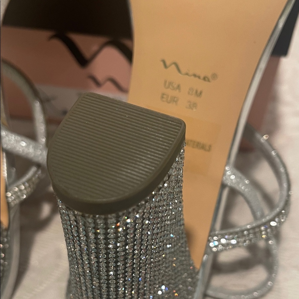 Nina Silver Rhinestone Heels - Picture 11 of 14